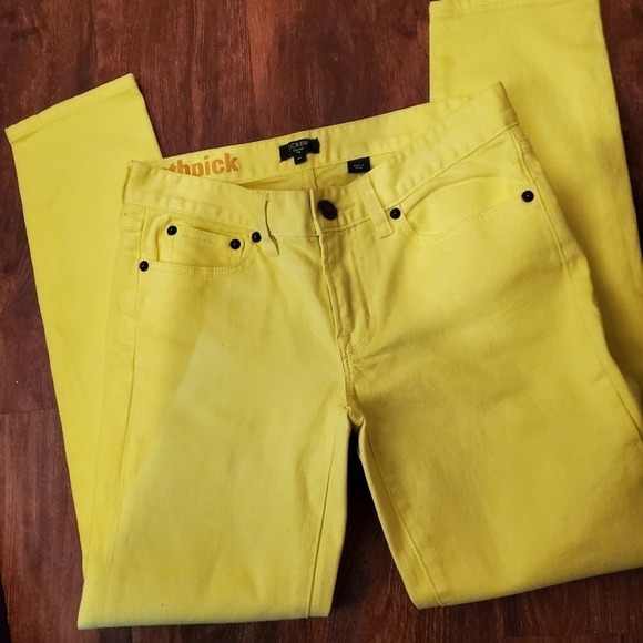 J. Crew Toothpick Ankle Jeans Womens Size 26 Yellow Skinny Stretch Bright - Picture 2 of 6
